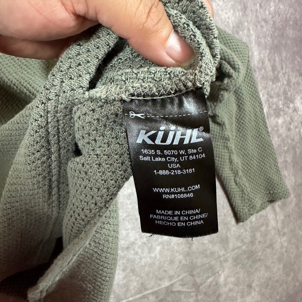 Kuhl Men 1X Waffle Knit Pullover Sweater Olive Green Relaxed Fit Outdoor Hiking - Picture 6 of 9